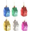 Set of 6 plastic house-shaped baubles
