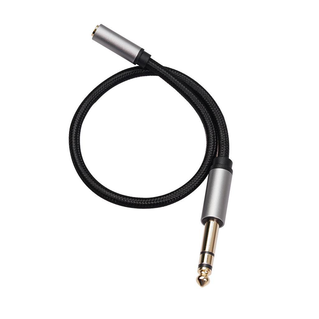Gold-Plated Shielded Audio Cable: 6.35mm Male To 3.5mm Female with Aluminum Shell and Braided Mesh. Suitable for Guitars and Electronic Organs.