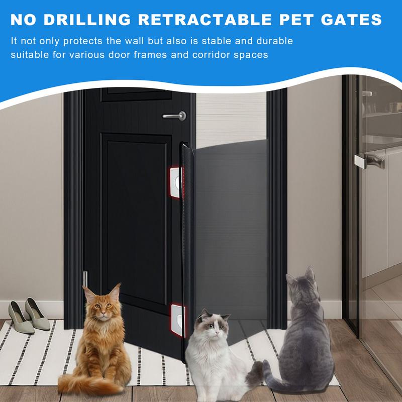 Mesh Dog Gate Retractable Extendable Anti Dog Jumping Screen No Drill Gate Protective Barrier Mesh Screen for Balcony Hallways