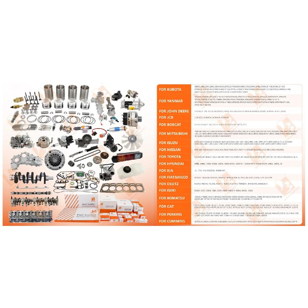 3TNV80 For Yanmar Engine Full Gasket Kit Set +Crankshaft Main Bearing Con Rod Bearing +Thrust washer Overhaul Rebuild Kit