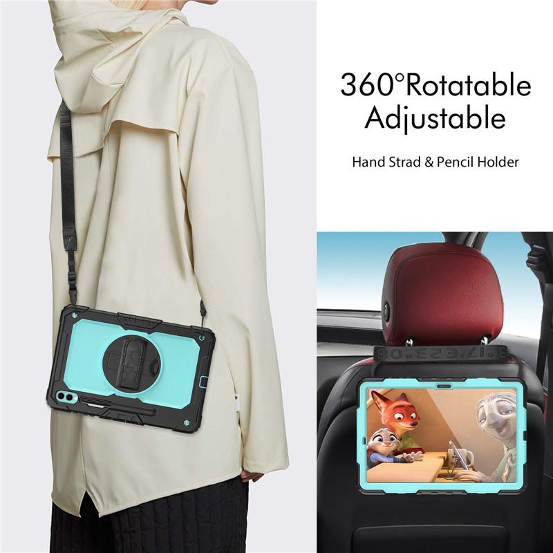 For Samsung Galaxy Tab S10 S9 S8 Ultra 14.6 S7 Plus FE 13.1 12.4 11 Inch A8 10.5 X200 S6 Lite Case Kids Stand Tablet Cover Strap
