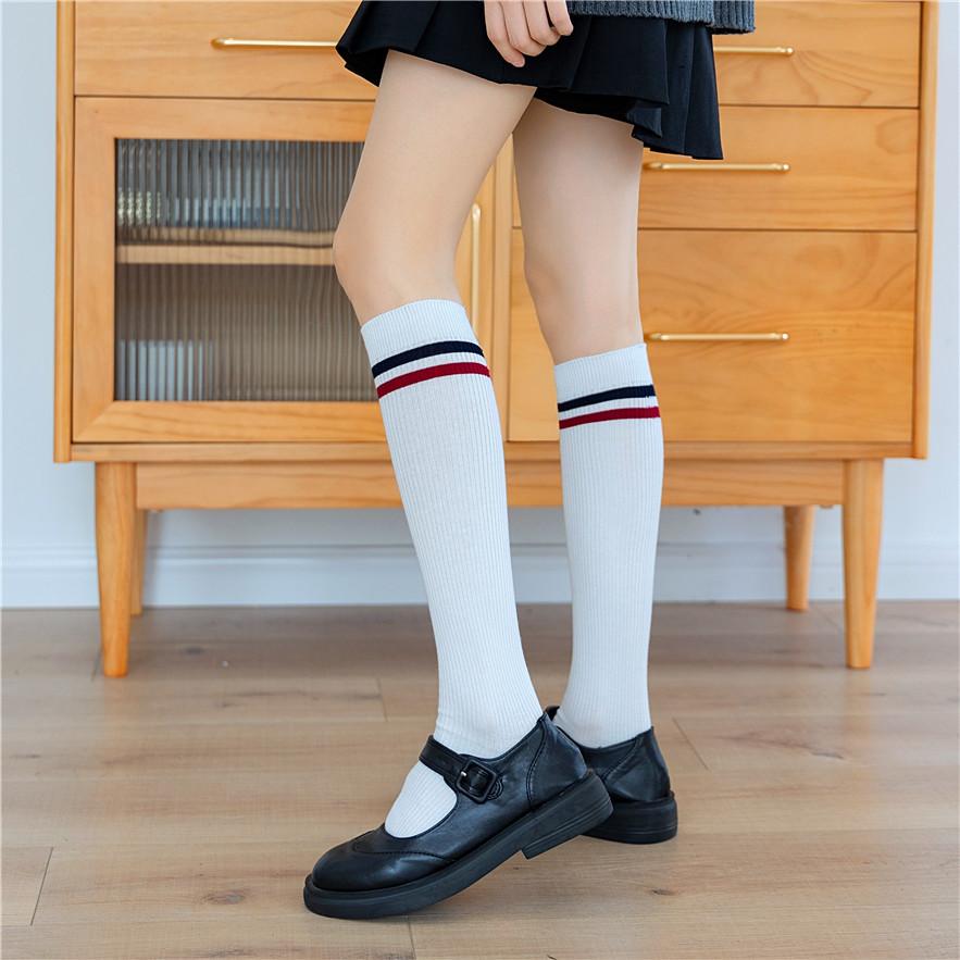 Параллельные брусья вертикальные полосатые носки-трубы женские из чесаного хлопка японские ретро студенческие носки до щиколотки и гольфы универсальные