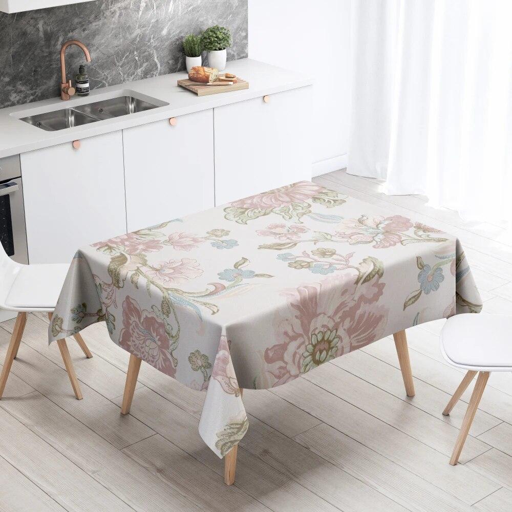 Скатерть с цветочным рисунком, домашний декор, устойчивая к пятнам, водонепроницаемая скатерть, украшение для стола, прямоугольные кухонные столешницы для камина