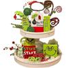 6PCS Christmas Tiered Tray Decor Wooden Signs Wood for Xmas Kitchen Decor