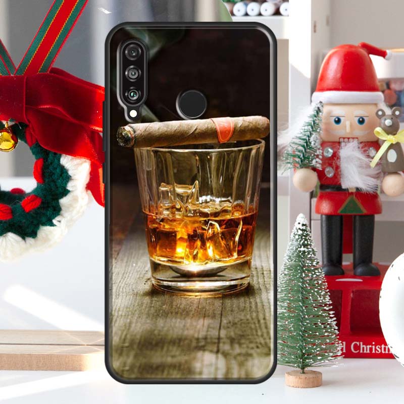 Чехол для Huawei Nova 7i 8i 11i 12i 12s Y73 Y70 Y90 Y60 Y72 Y61 Y91 9 10 SE P30 Pro P40 Lite с изображением сигары, виски и льда