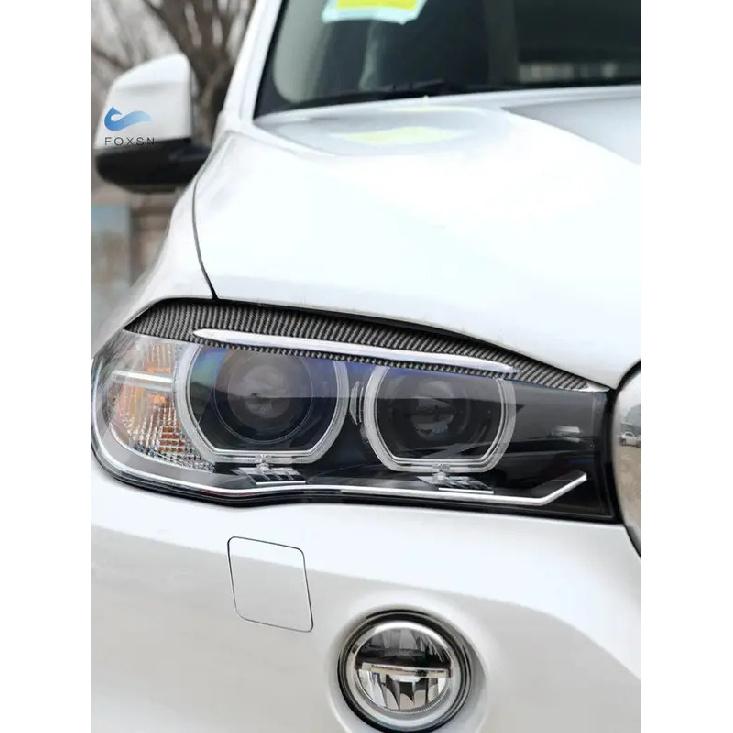For BMW X5 F15 X6 F16 2014 2015 2016 2017 2018 Car Styling Exterior Front Headlight Eyebrow Trim Eyelid Sticker Cover Black