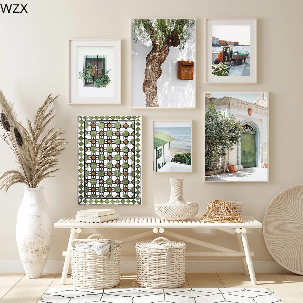 Mediterranean Canvas Painting Portugal Landscape Posters And Prints Picture Living RoomArt WallHome Summer Decoration