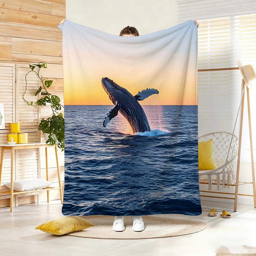 Anime whale Throw Lightweight g Flannel Blanket Soft Skinfriendly for Summer Cooling