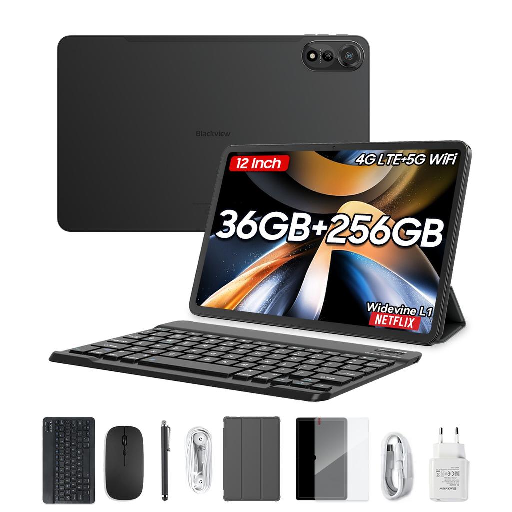 Blackview Планшет MEGA 2 Android 15 4G 12 дюймов 24 ГБ/36 ГБ ОЗУ 256 ГБ ПЗУ Widevine L1