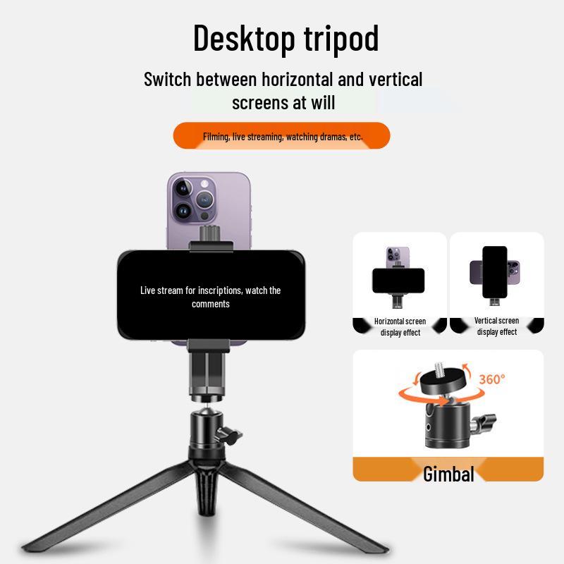 Dual-Camera Mobile Teleprompter Stand for Live Streaming - Portable Handheld & Desktop Universal Stand