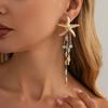SHIXIN Trendy Starfish Fish Drop Earrings Women Summer Beach Imitation Pearl Crystal Tassel Piercing Earrings Vacation Jewelry