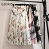 DX -- New Bohemian Chiffon Half-length Dress for Spring and Summer Mid Length High Waist Fairy Floral Large Swing Skirt Beach Skirt