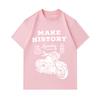 Men's 100% Cotton Short Sleeve O-neck T-Shirt, Vintage Make History Motorcycle Printed Casual Comfortable Tees for Daily Wear, Retro Style Classic Bik