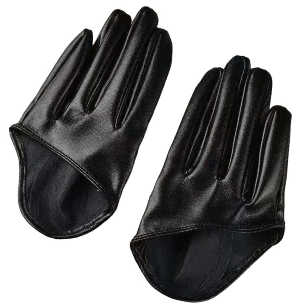 PU Leather Half-palm Gloves Fingerless Patent Leather Gloves Personality Five Finger Mittens  Women