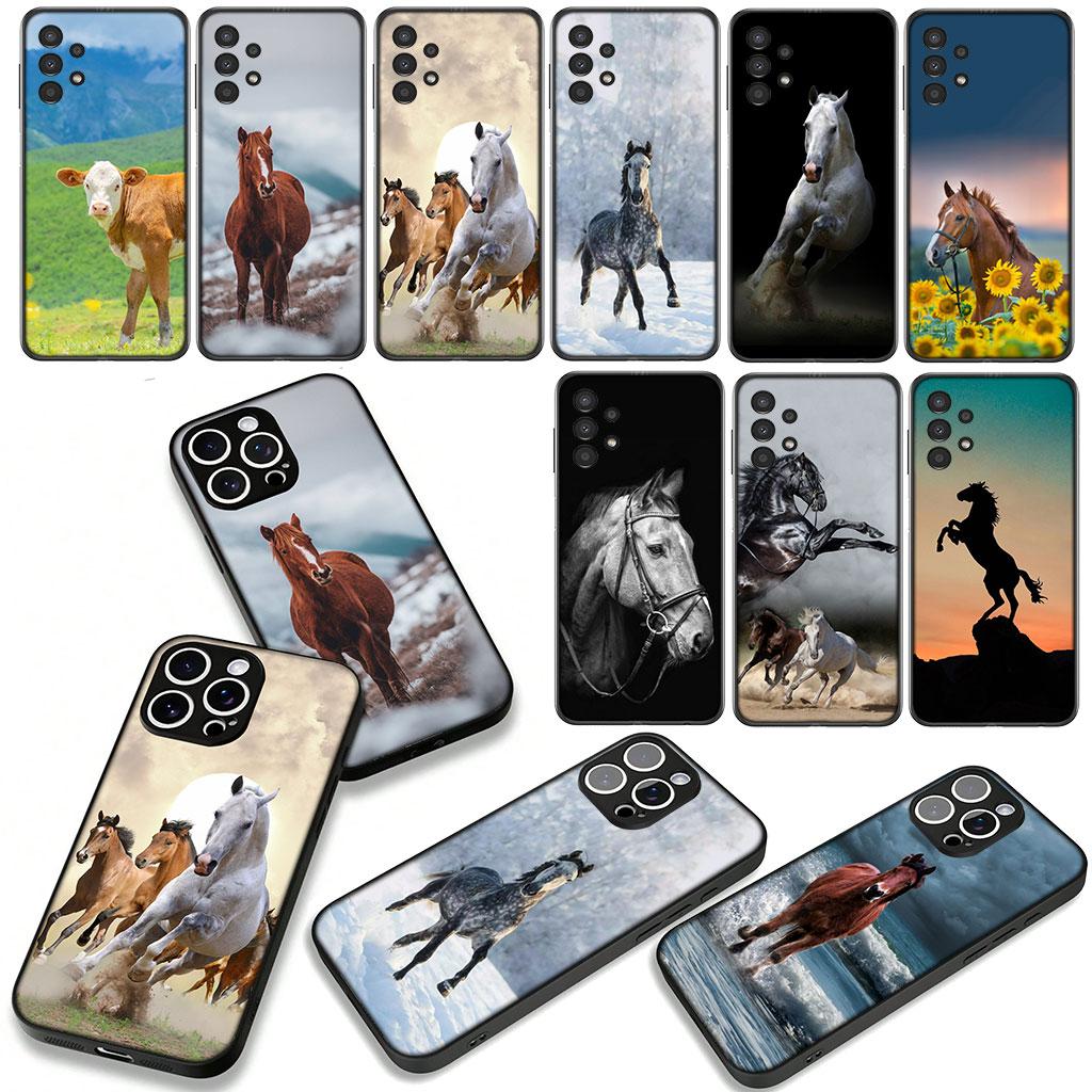 for Motorola Moto G54 G05 G24 G45 G55 G75 G85 G15 G57 G86 Power Edge 50 30 Ultra Fusion neo Pro Case Running Wild Horse Pets