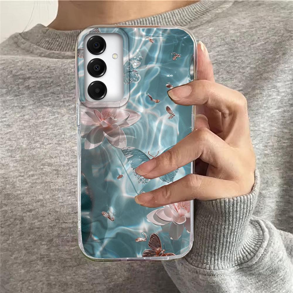 Water Texture Butterfly Flower Phone Case for Samsung Galaxy A55 A07 A17 A56 A36 A26 A16 A53 A06 A14 A24 A34 A54 A15 A25 Cover