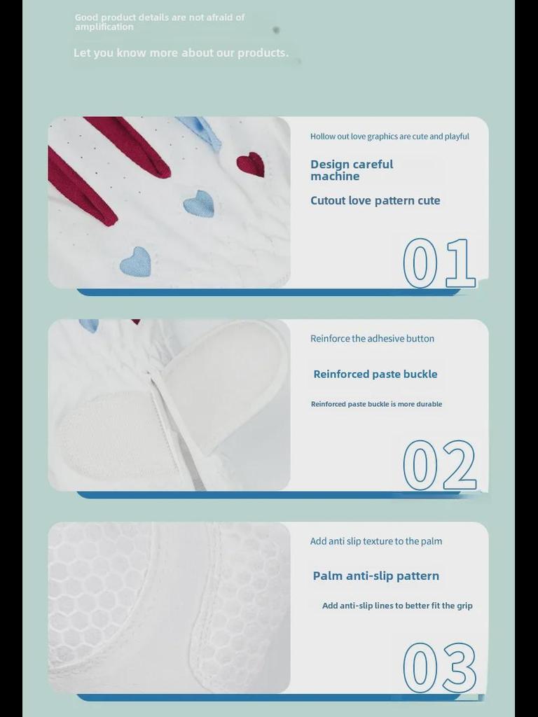 Женские нескользящие дышащие перчатки для гольфа - Корейская версия, Микрофибра, Износостойкие, 1 пара.