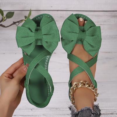 Текстильные сандалии женские летние новые на мягкой подошве с бантом на плоском каблуке сандалии на одной перемычке модная обувь милые сандалии