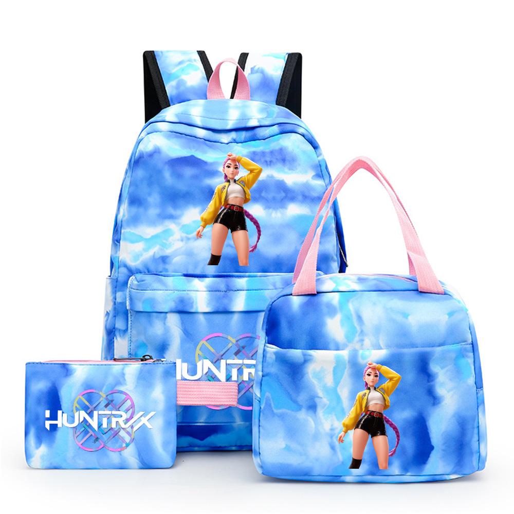 3Pcs/set Anime Cute Kpop Printed Backpack with Lunch Bag Pencil Case for Teenager Girl Boy Bookbag Large Capacity Waterproof Travel Bag Kid Gift