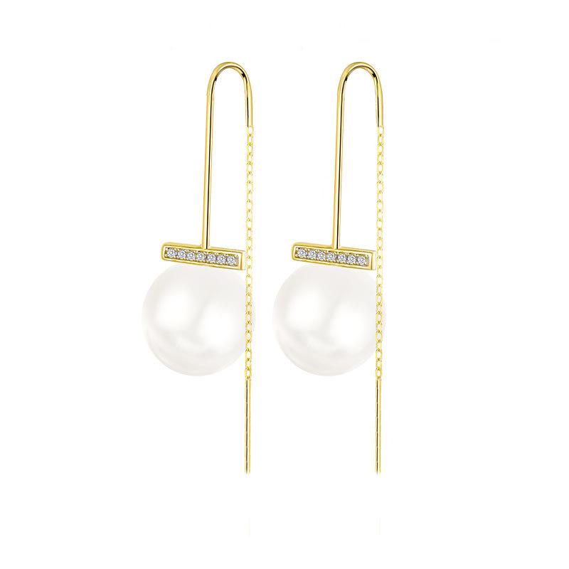Fashion Jewelry 925 Silver Earring Women 18K Gold Plated Sterling Silver Long Chain Tassel Stud Earring Piercing Jewelry