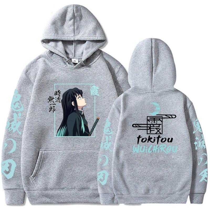 Demon Slayer Tokitou Muichirou Anime Hoodies Top Fleece Spring Autumn Japanese Hoodies Loose Casual Style Unisex Sweatshirt