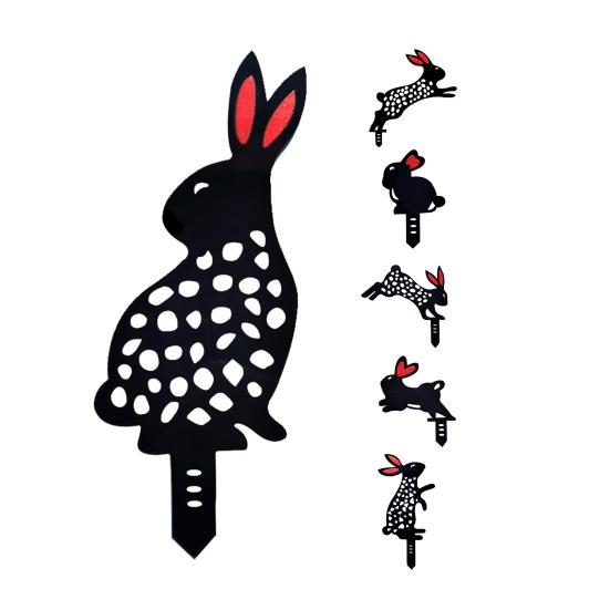 Садовый кол в форме черного кролика, реалистичный акриловый садовый декоративный кол для двора