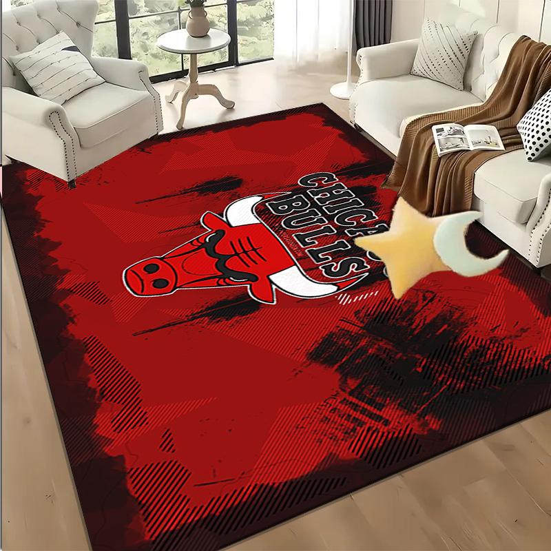 1PC Chicago-Bulls Logo Floor Mat for Living Room, Game Rooms, Office, Bedroom, Office Floor Mat Playful Design, Christmas fan gifts