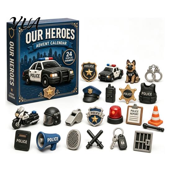 Retro Gift Box Set 2026 Career Advent Calendar, 24-Day Countdown with Mini Occupation Acrylic Miniature Props Figures, Community Helper Ornament Set,
