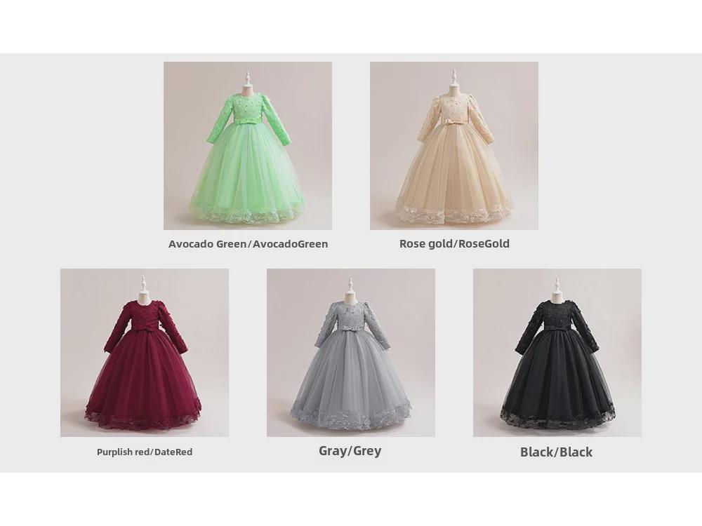 Длинные рукава платье принцессы для девочек-цветочниц