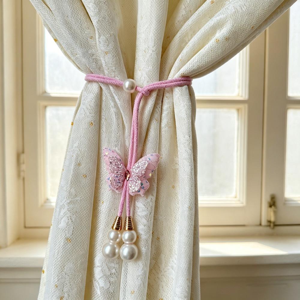 2PCS Creative Butterfly Curtain Tie Strap Adjustable Curtain Rope Curtain Tie Back Home Decor