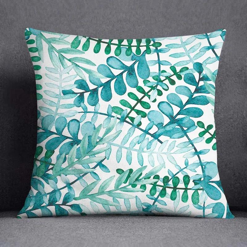 Dark Green Flower and Animal Pattern Home Decoration Pillowcase Square Pillowcase Home Office Decoration Cushion Cover