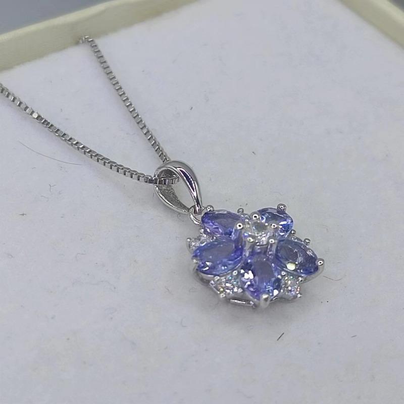 Sace Gems Подвеска для женщин, стерлинговое серебро 925 пробы, 4*5 мм, натуральный танзанит, ожерелье, Свадебная вечеринка, ювелирные изделия, подарки
