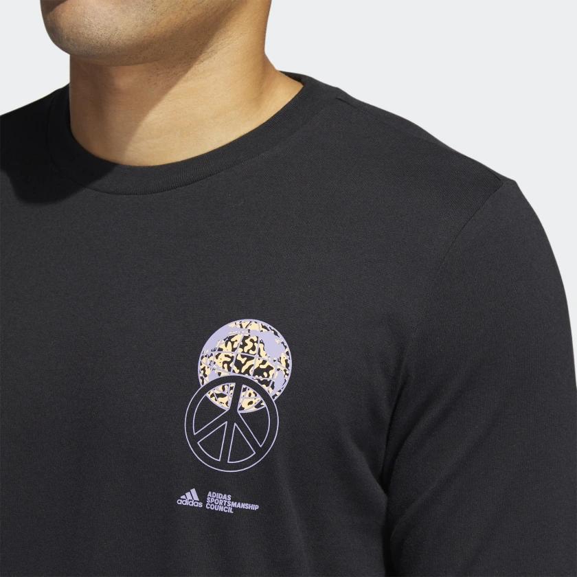 Adidas Мужской свитер с круглым вырезом и длинными рукавами из хлопка с принтом в виде букв, черный HC7567