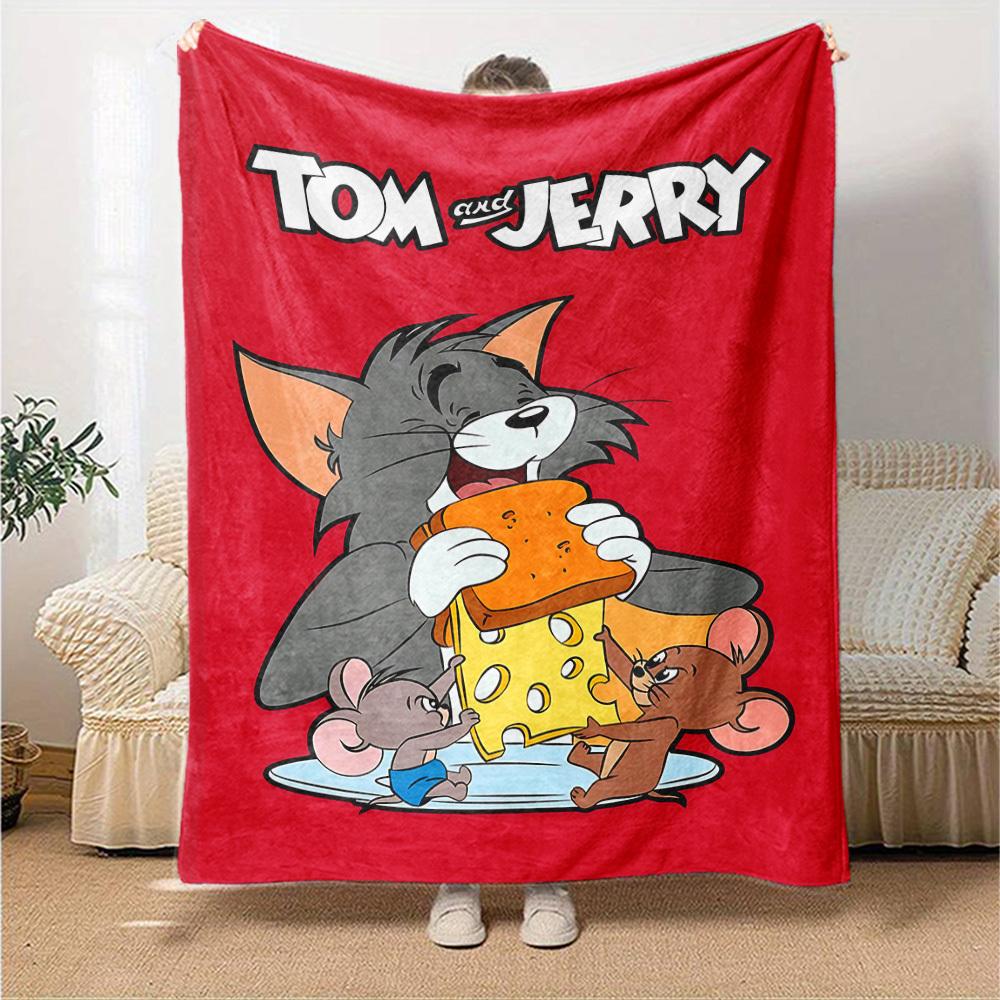 1pc Tom and Jerry Flannel Blanket Soft Warm Throw for Home, Office, Travel, All-Season Cozy Bedding GiftL1029