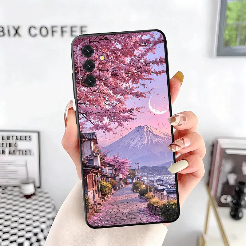Японский Розовый Вишневый Гора Фудзи Мягкий Чехол для Телефона для Samsung A17 A37 A57 A16 A26 A36 A56 A15 A25 A35 A55 A14 A24 A34 A54 A13 A23