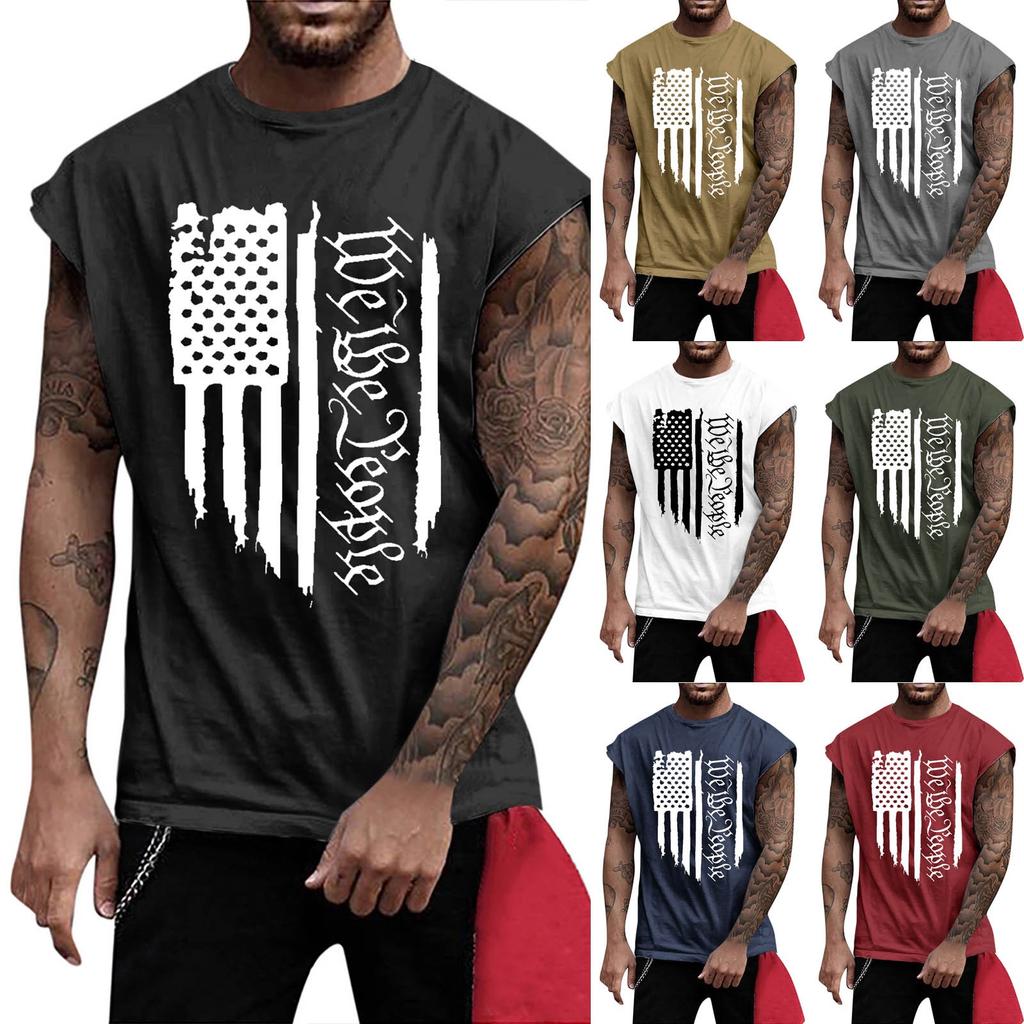 Летний мужской однотонный поглощающий пот дышащий жилет без рукавов с принтом и расширяющимся плечом