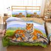 3D Tiger Bedding Set King Queen Full Twin Size Brown Animal Duvet Cover Jungle Wildlife Comforter Cover Polyester Quilt Cover