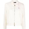 Polo Solid Color Logo Embroidered Polo Collar Double Zipper Long Sleeve Jacket Women Jackets Light-White 211938915-007