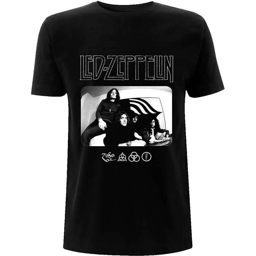 Led Zeppelin Икона Логотип Фото Футболка Черная Новая Унисекс Футболка