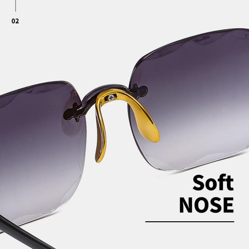 Неполяризованные винтажные солнцезащитные очки без оправы, новые женские градиентные солнцезащитные очки, летние оттенки, модные солнцезащитные очки без оправы, женские очки