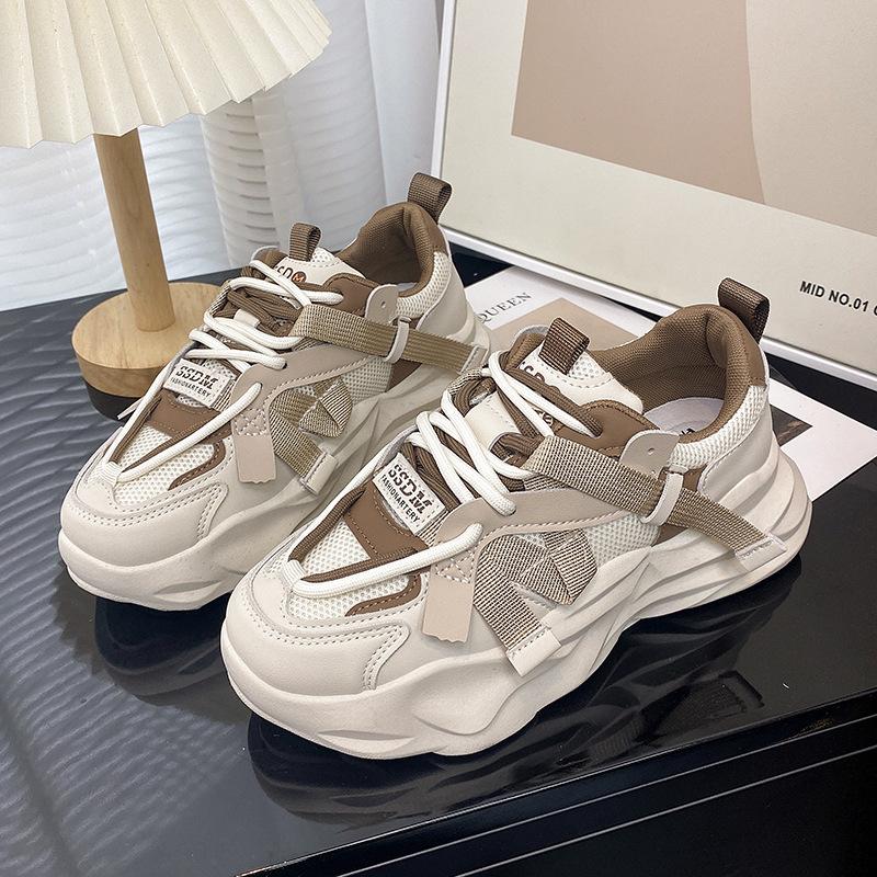 Маленькие белые туфли женские весна и осень новые туфли Daddy на толстой подошве с круглым носком повседневная спортивная обувь модный стиль кампуса