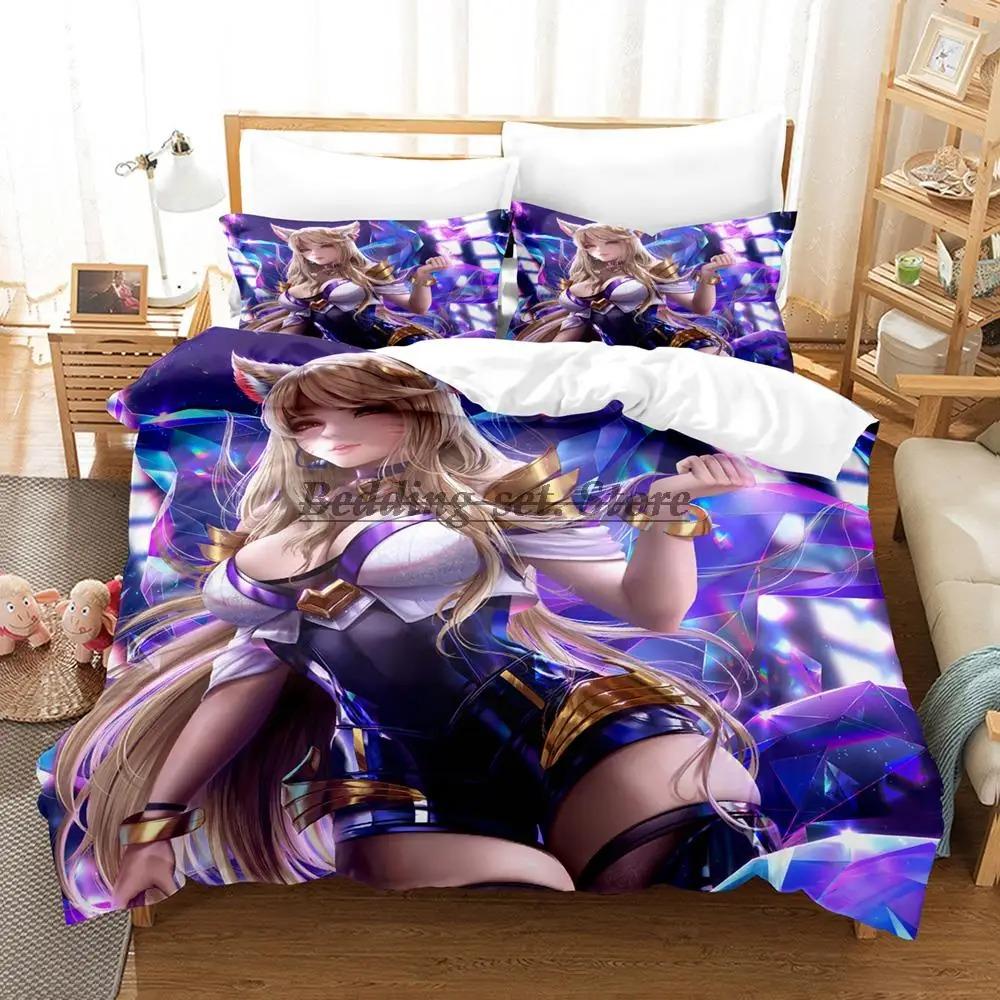 Kda The Baddest Bedding Set Single Twin Full Queen King Size Bed Set Aldult Kid Bedroom Duvetcover Sets Anime Bed Sheet Set