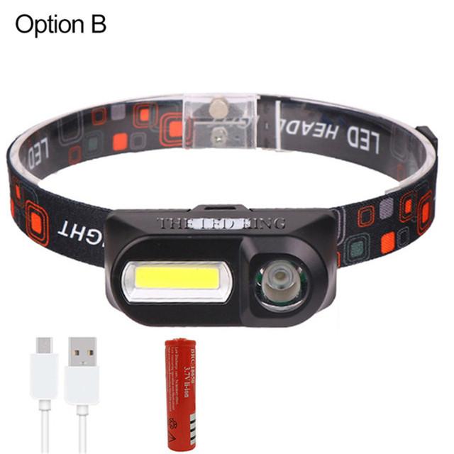 XP-G Q5 Налобный фонарь Фара Водонепроницаемая 2500 лм Cob Led Встроенный USB перезаряжаемый аккумулятор 14450 Рабочий свет 5 Вт