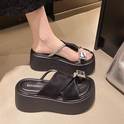 Женские балетки на платформе, шлепанцы, хрустальные сандалии, дизайнерская новая летняя обувь 2025, обувь с перемычкой для пальца, женские шлепанцы, сандалии