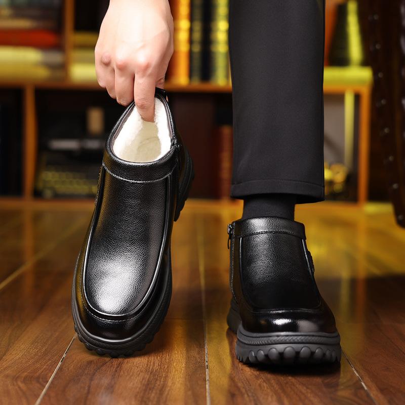 Модные зимние теплые ботинки из коровьей кожи и хлопка для мужчин, модные повседневные черные дизайнерские зимние ботинки для мужчин, высокие ботинки на платформе, мужские ботинки