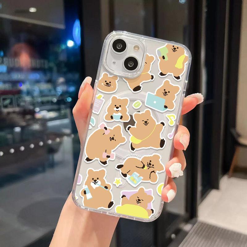 Lovely Bear Quokkas Wireless Charging Case for iPhone 17 Air 16 E 15 14 13 12 Mini 11 Pro Max Transparent Silicone Edge Cover