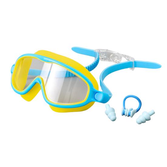 Комплект очков для плавания с широким обзором, противотуманные очки для плавания с зажимом для носа