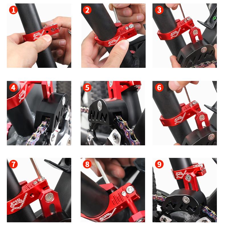 MUQZI Bicycle Chain Guide Single Crankset 28.6 31.8 34.9mm Clamp Mount Direct Type Adjustable for MTB Fixed Mountain Gravel 1X