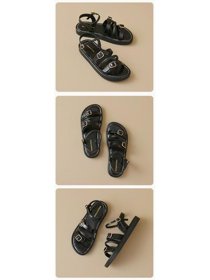 Weiwei Girl 020-1 French Style Flat Roman Sandals - Summer 2024 Women's One-Strap Shoes