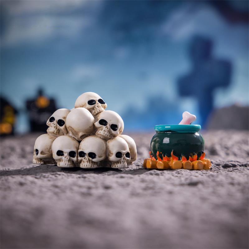 Creative Halloween Horror Skeleton Coffin Micro Landscape Ornaments Party Props Car Desk Decorations Diy Resin Accessories Gifts